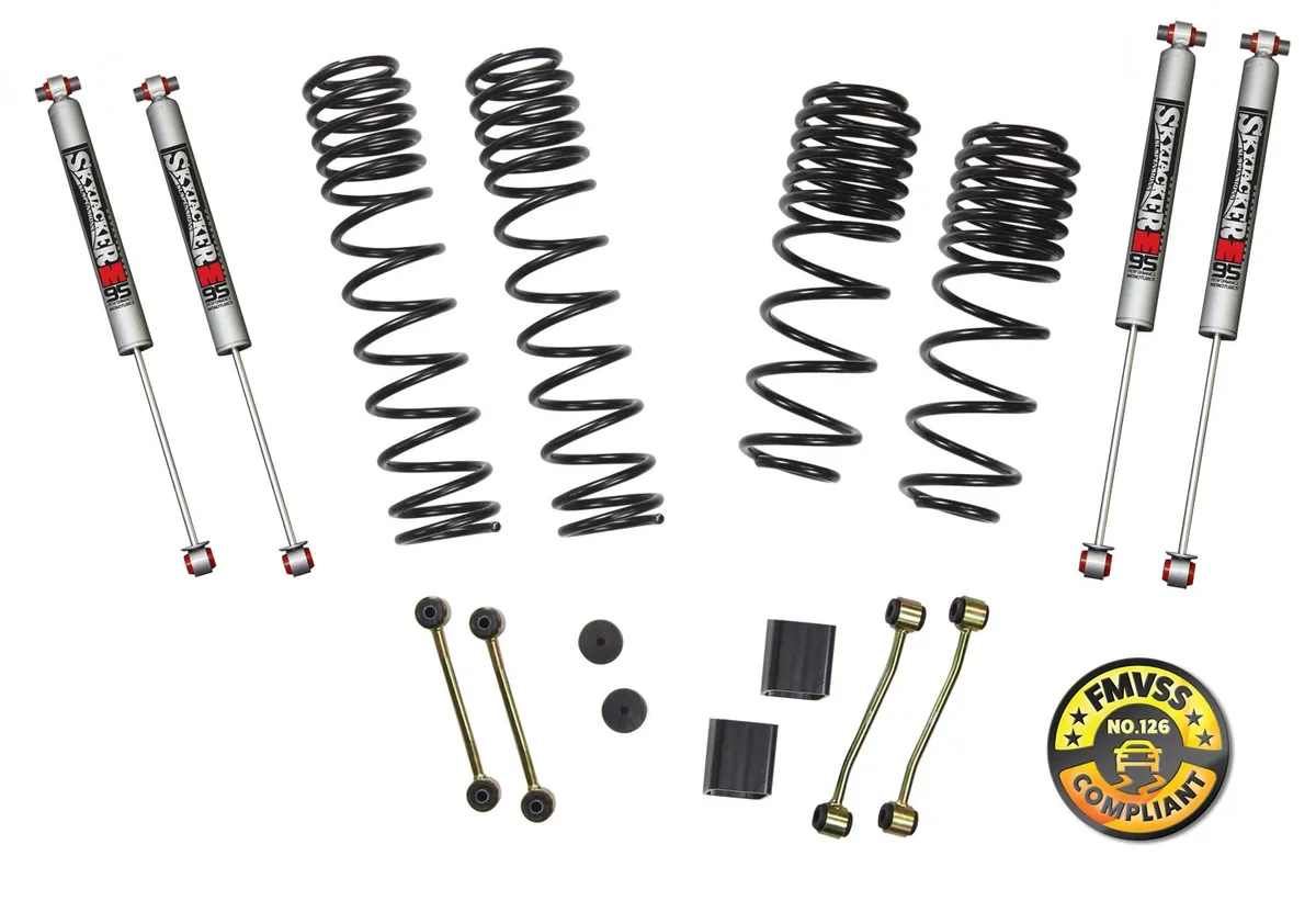 Long Travel Series Suspension Lift Kit w/Shocks 2-2.5 Inch Lift 18-19 Jeep Wrangler Sport 18-19 Jeep Wrangler Sport S Incl. Long Travel Coil Springs Extended Sway Bar Links Bump Stop Extensions Long Travel M95 Monotube Shocks Skyjacker product image