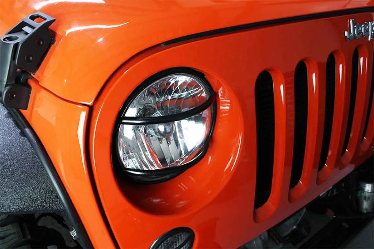 Jeep JK Euro Headlight Guards Pair 07-18 Wrangler JK Textured Black Kentrol product image
