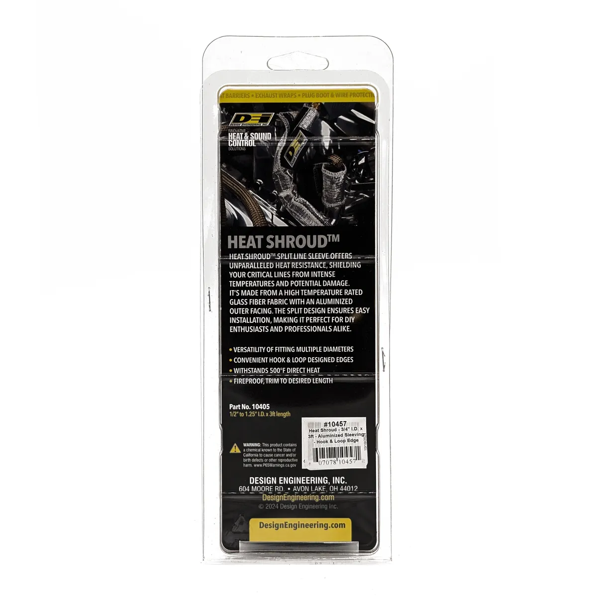 DEI Heat Shroud - 34in I.D. x 3ft - Aluminized Sleeving-hook and loop edge product image