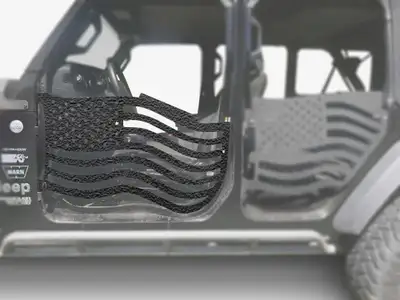 Steinjager Doors 2019 to Present Trail, American Flag Design Front Doors Texturized Black