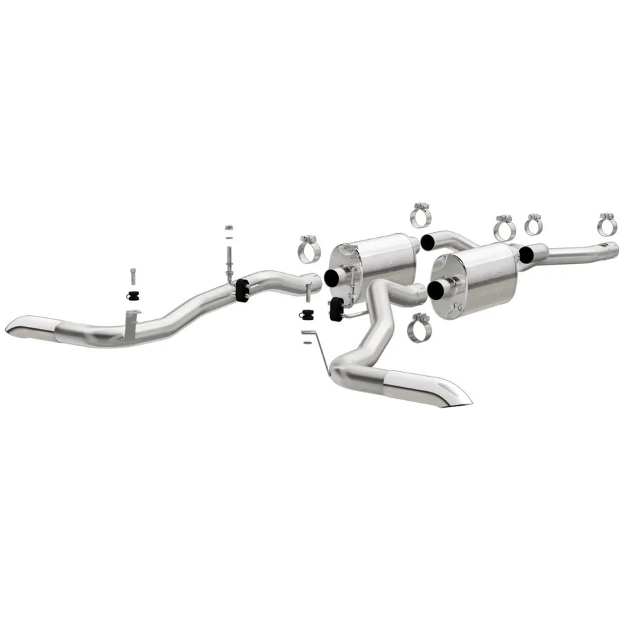 MagnaFlow Exhaust Products V8 289/302 CID5 X 8 X 14in. Muffler; 2.5in. Tubing; Crossmember-Back; 2.5in. Turndown Tips; DUAL SPLIT SIDE EXIT