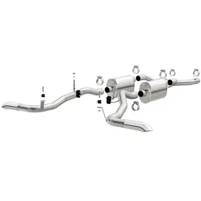 MagnaFlow Exhaust Products v8 289/302 Cid5 x 8 x 14in. Muffler; 2.5in. Tubing; Crossmember-Back; 2.5in. Turndown Tips; Dual Split Side Exit