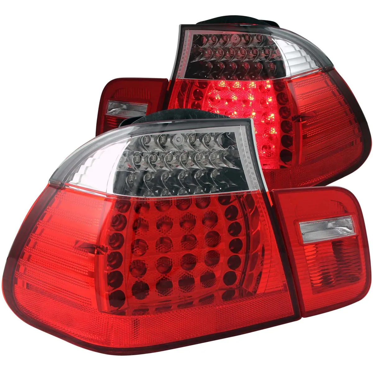 Bmw 3 Series E46 02-05 4DR LED Tail Lights Chrome Red/Clear Lens 2pc product image