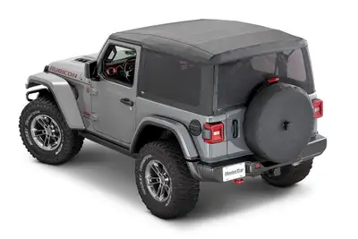 MasterTop Mesh Trail Screens 2018-2024 2 Dr JL Wrangler with Factory Soft Top 3 piece Kit Black Mesh MasterTop
