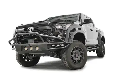 Fab Fours Hybrid Front Bumper; 2 Stage Matte Black Powder Coated; w/Pre-Runner Guard; Non-Winch;