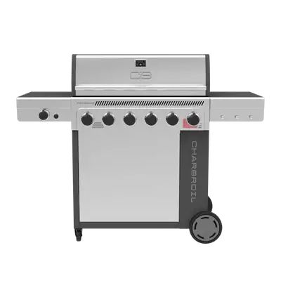 Charbroil Performance Series Flavormax 6 Burner Gas Grill Cabinet W/Sear Burner And Side Burner Gray Stainless