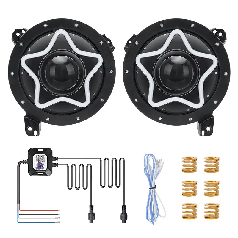 Star Style 9 Inch LED RGB Halo Headlights with Turn Signals for 2018-Later Jeep Wrangler JL and Gladiator JT product image
