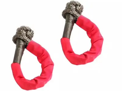 Rugged Ridge Rugged Ridge 7/16-Inch Soft Rope Shackle, Red Pair