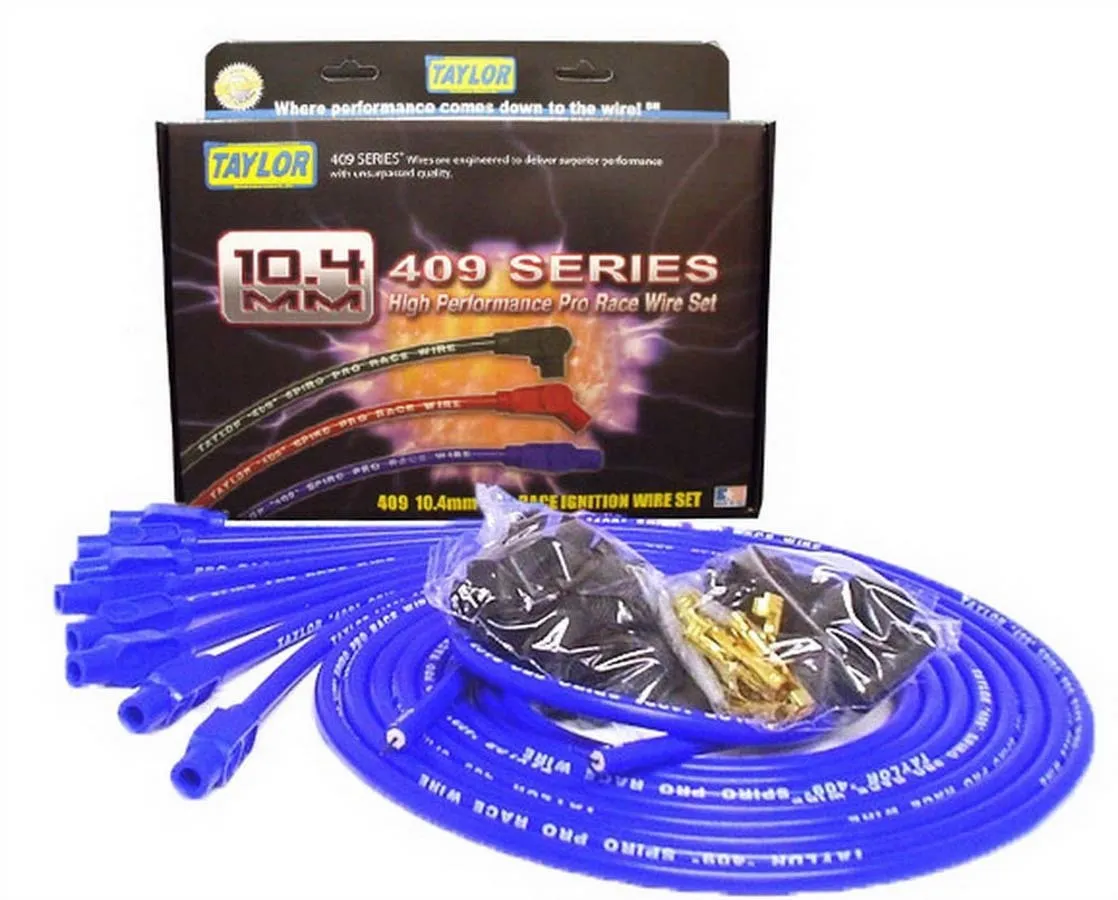 Taylor Cable Taylor Cable Universal 10.4mm 409 Series Spark Plug Wire Set - 8 Cylinders - 180° Spark Plug Boot Angle - Blue - 79655