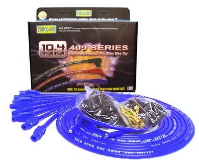 Taylor Cable Taylor Cable Universal 10.4mm 409 Series Spark Plug Wire Set - 8 Cylinders - 180° Spark Plug Boot Angle - Blue - 79655