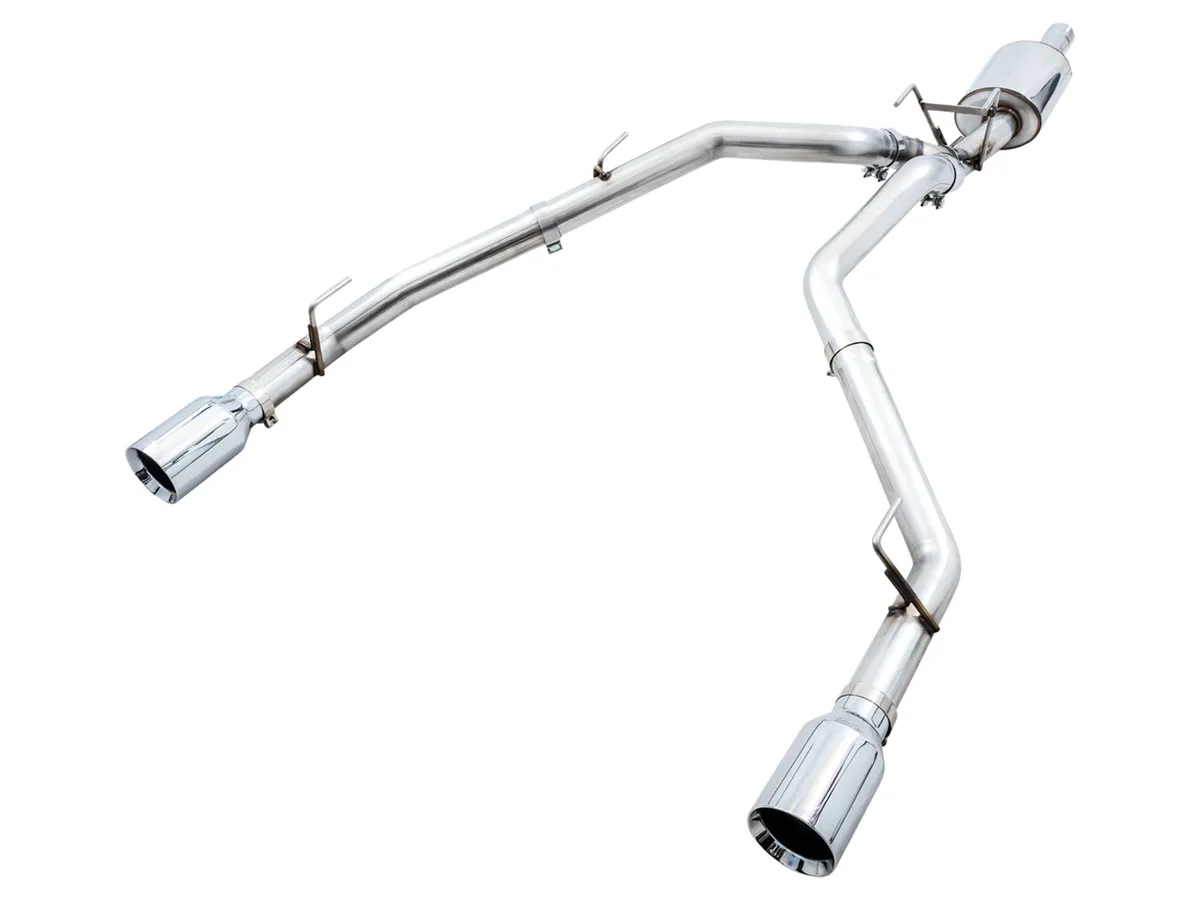 AWE 0FG Single Side Exit Catback Exhaust for 4th Gen RAM 1500 5.7L (without bumper cutouts) - Dual Diamond BlackTips product image