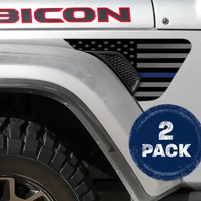 Under The Sun Inserts Thin Blue Line American Flag 2pc Vinyl Fender Decal