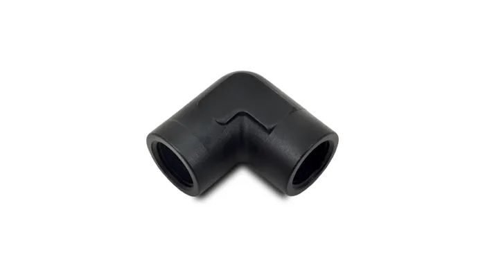 90 Degree NPT Adapter Fitting; 0.125 in. NPT; 6061 Aluminum; Black Anodized; Female Pipe Coupler; product image