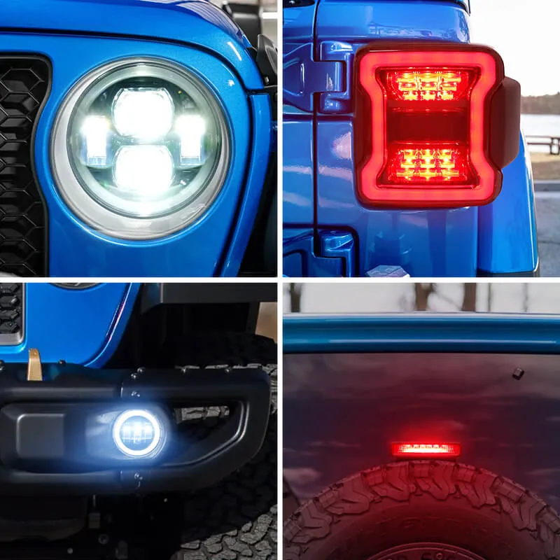 JL Mega Bundle - 9 Inch LED Halo Headlights with Turn Signals, Fogs, Tail Lights, Brake Lights For Jeep Wrangler JL product image
