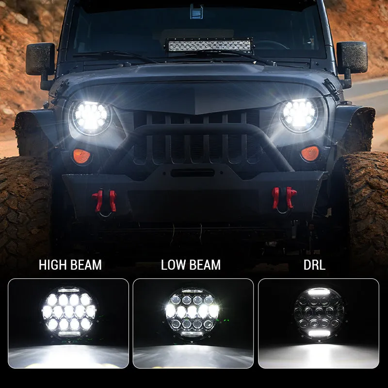 "Honey Comb 7"" 75W Cree LED Headlight DRL Hi/Lo Beam For 1997+ Jeep Wrangler JK/TJ/CJ/LJ/JL & Gladiator JT" product image