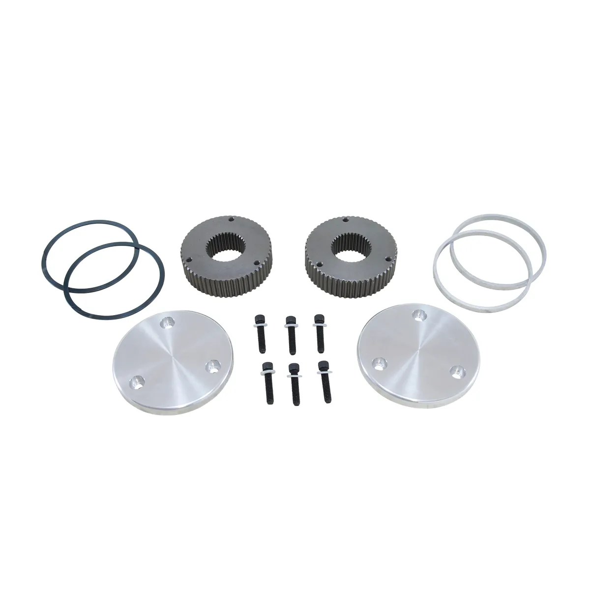 Hardcore Drive Flange Kit Dana 60 35- Spline Outer Stubs Non-Engraved Caps Hardcore Flange Set D60 35 Spline Non-Engraved Both Sides Yukon Gear product image
