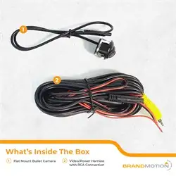 Brandmotion Universal Snap-In Adjustable Bullet Camera; 22ft. Chassis Harness To RCA Included; Flat Surface Mount; Parking Gridlines And Image Mirroring Available;