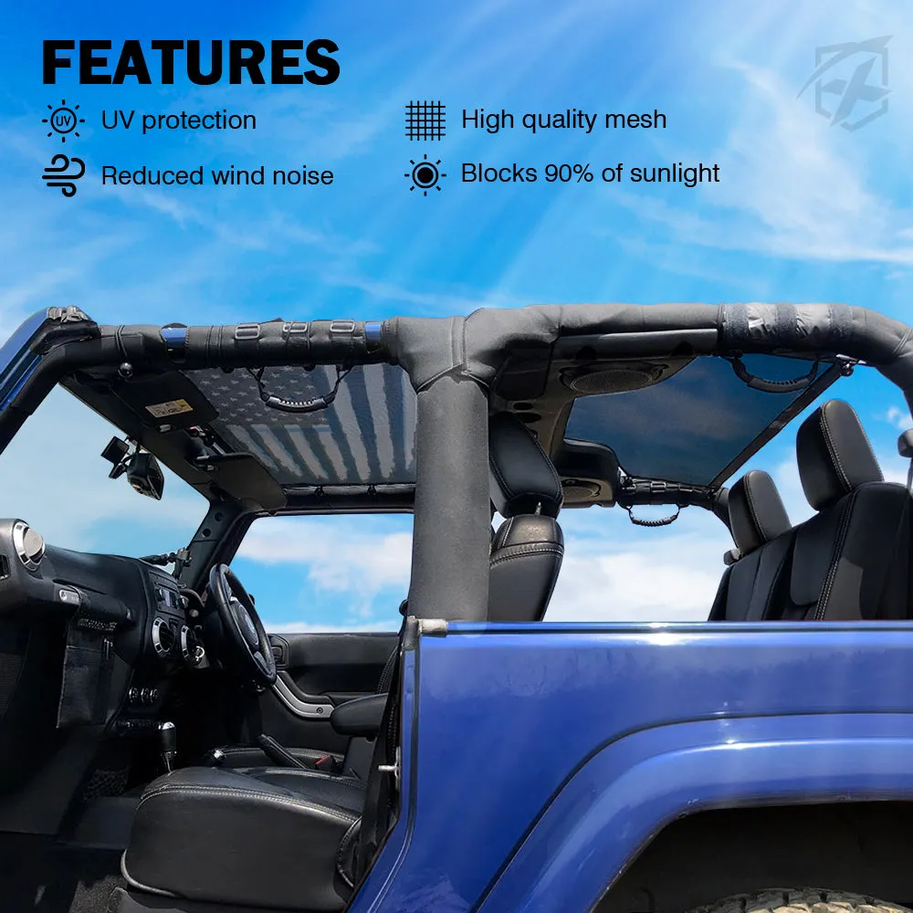 Xprite Jeep Wrangler JKU Bikini Mesh Sunshade Top 2007 to 2018 4 Door UV Protection Mesh Roof Shade for Jeep product image