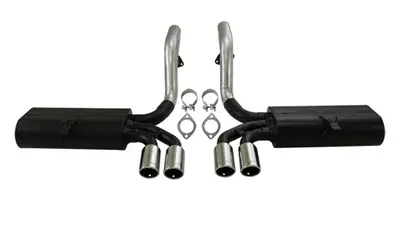 Flowmaster 97-04 Chev. Corvette. 5.7L V8 Axle-back 80 Series Muffler Mandrel Bent 16 Gauge Tubing 3in. Polished 304S W/Embossed Logo tip DOR Force II 409S Stainless Steel