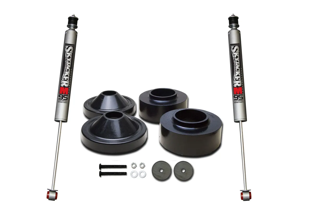 Skyjacker Polyurethane Spacer Leveling Kit 07-18 Wrangler JK 2 Inch Front Lift 3/4 Inch Rear Lift Incl. 2-Front M95 Shocks Skyjacker