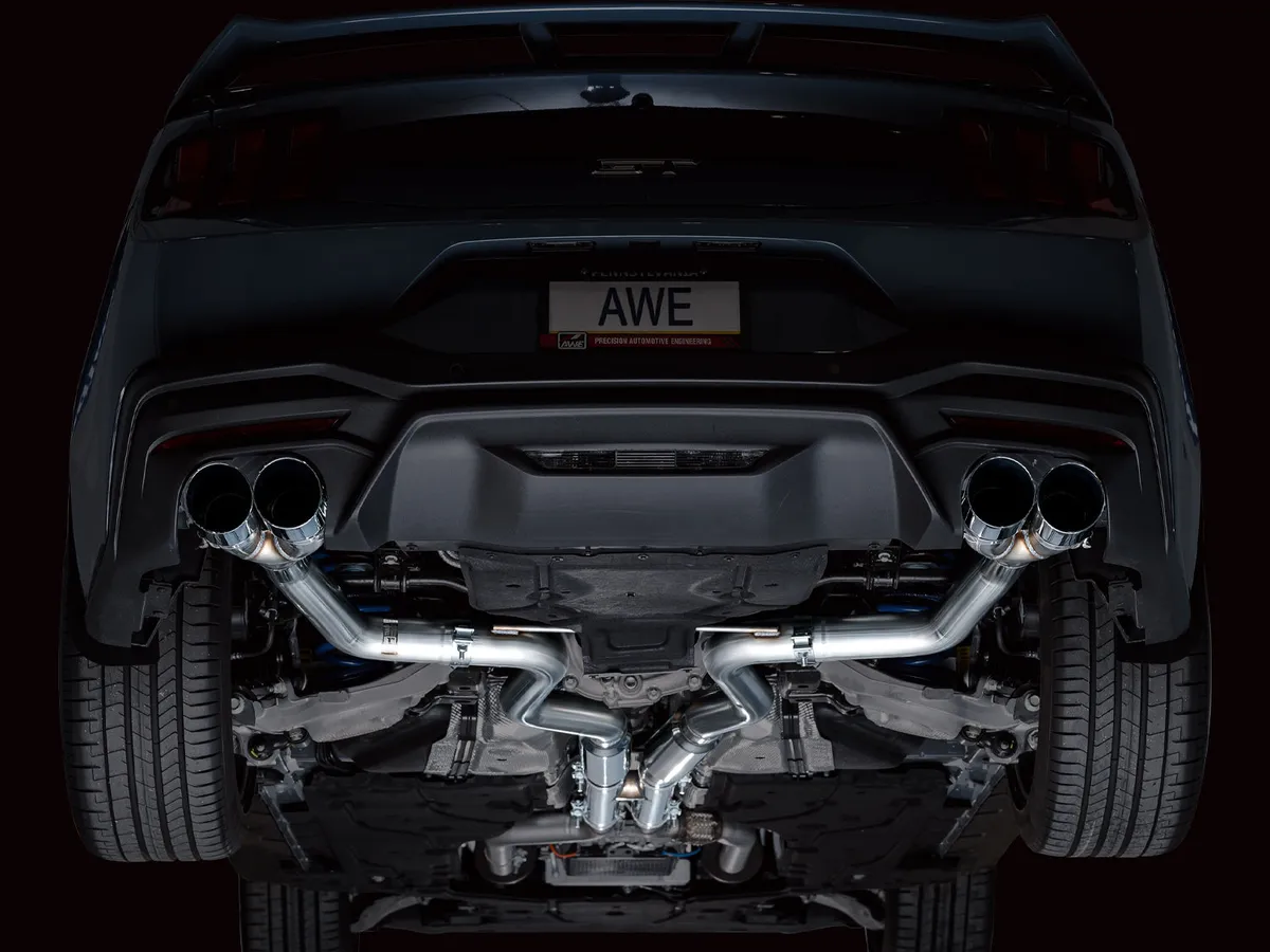 AWE SwitchPath™ Exhaust for S650 Ford Mustang GT Fastback - Quad Chrome Silver Tips product image