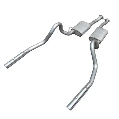 Pypes Performance exhaust Cat Back Exhaust System 79-97 Mustang LX/GT Split Rear Dual Exit 2.5 in Intermediate And Tail Pipe Hardware/Mufflers/3 in Polished Tips Incl Natural Finish 409 Stainless Steel Pypes Exhaust