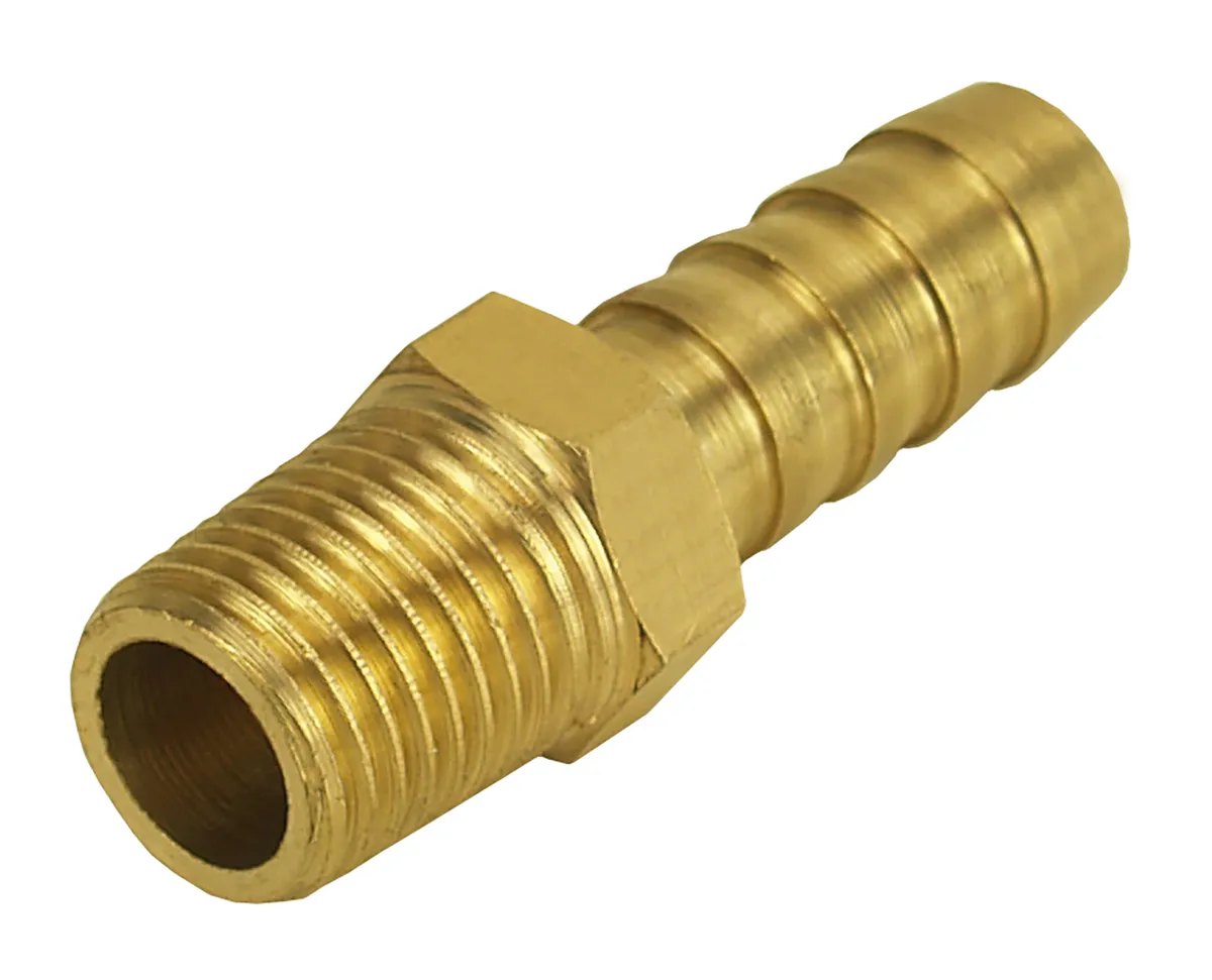 Derale 98100 Straight Hose Barb Fitting, 1/4 NPT Male x 3/8 Barb, Each product image