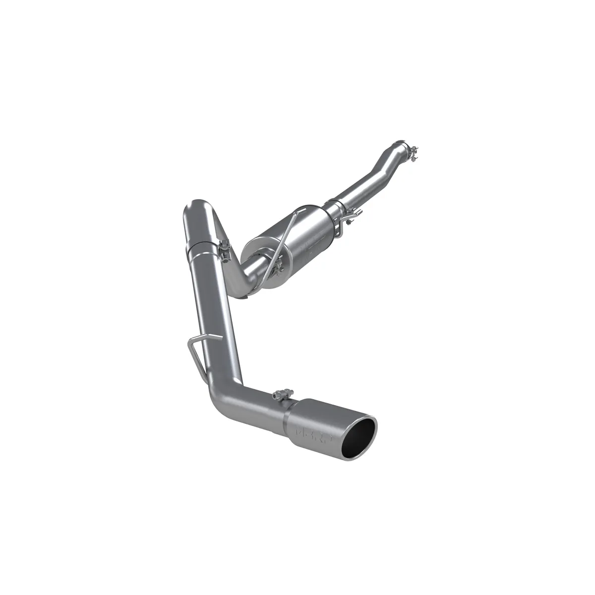 Armor Plus Cat Back Exhaust System; 3 in.; Incl. Front Pipe/Ext. Pipe/Muffler/Over Axle Pipe/Tailpipe/Hardware/4 in. OD Tip; Single Side Exit; T409 Stainless Steel; product image