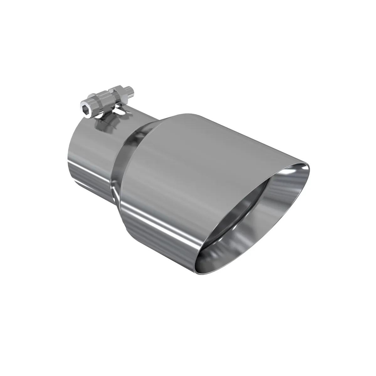 Armor Pro Exhaust Tip; 3 in. Inlet Diameter; 4.5 in. Outlet Diameter; 8 in. Length; Dual Wall; Angled; T304 Stainless Steel; Mirror Polished; product image