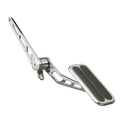 Lokar Throttle Pedal Assembly; Chrome Plated Steel; XL; Spring Loaded; Splined Lower Arm; Incl. Mounting Bracket; w/Rubber Insert; Steel;