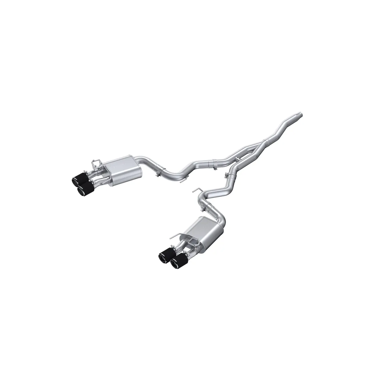 2019-2023 Ford Mustang 2.3L EcoBoost Active T304 Stainless Steel 3 Inch Cat-Back Quad Rear Exit with CF Tips MBRP product image