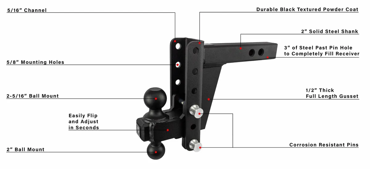BulletProof 2.0 Heavy Duty 6 Drop/Rise Hitch HD206 product image