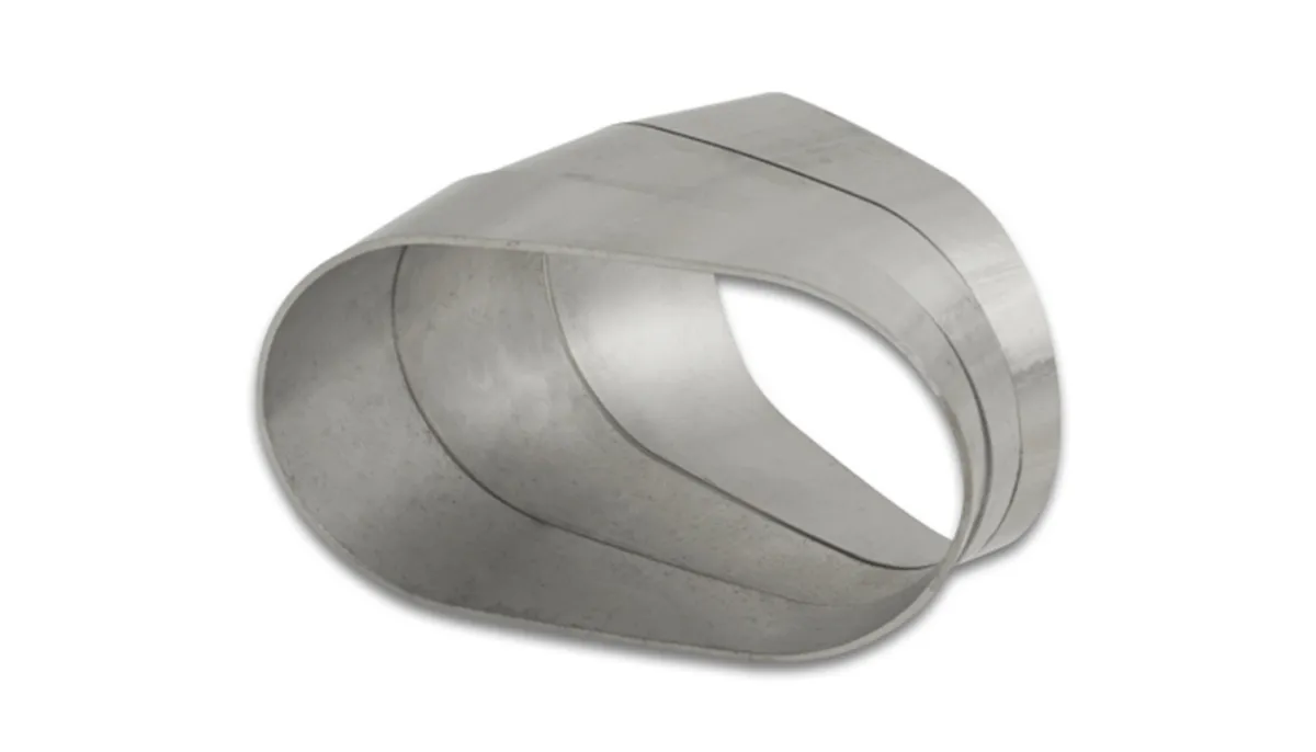 Stainless Steel Pie Cuts; 3 in. Nominal Tube Size; 75mm Centerline Radius; Horizontal Plane; 15 Deg. Bend Angle; 3 Pack; 304 Stainless Steel; Oval; product image