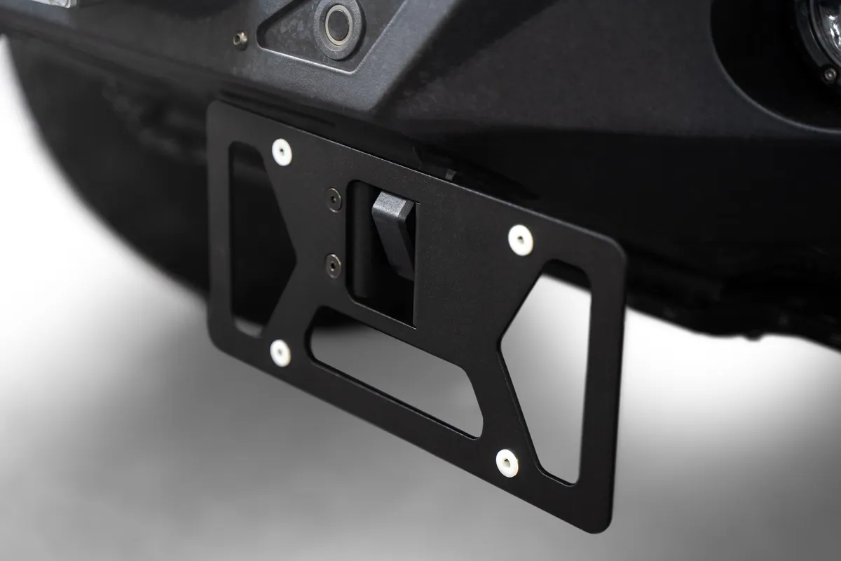 Clevis Mounted License Plate Bracket Mounts to Dring Mount With 1in Hole Black product image