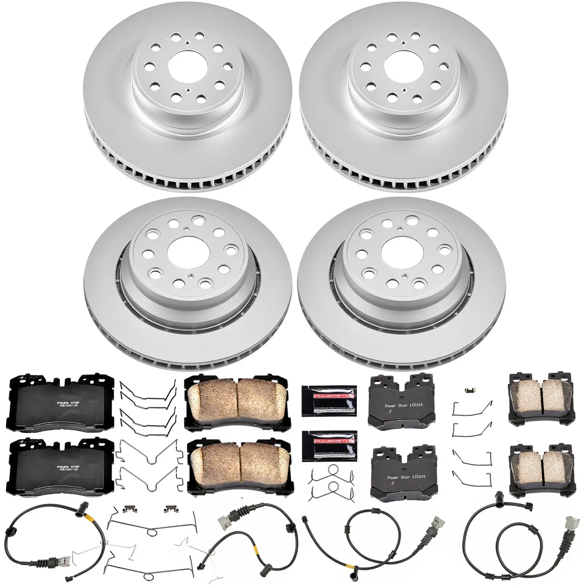 Z17 Geomet Coated Rotor Kit: Genuine Geomet Fully Coated Rotors; Ceramic Pads W/Hardware; Pad Sensors product image