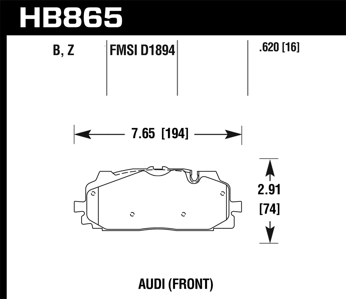 HPS Disc Brake Pad; 0.620 Thickness; 5.0 Pad; product image