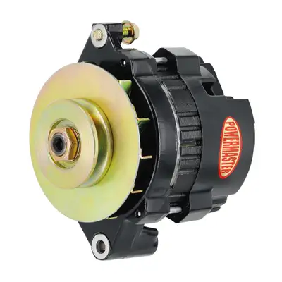 Power Master GM 5X5 Race Alternator; CS121; Straight Mounting; Side Battery Post; 100 Amp; 60 Idle; XS Volt; 1 Groove V Type; Black;