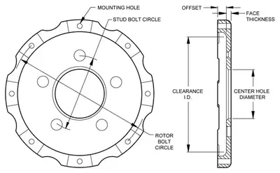 Wilwood Brakes Wilwood HATDRAG8x7.00 BC5x4.50 MT.790 OFFSET