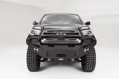 Fab Fours Premium Winch Front Bumper; 2 Stage Black Powder Coated; w/PreRunner Grill Guard;