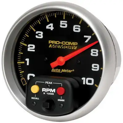 AutoMeter Tachometer; 5in.; 0-10;000 Rpm; In-Dash W/Peak Memory; Pro-Comp