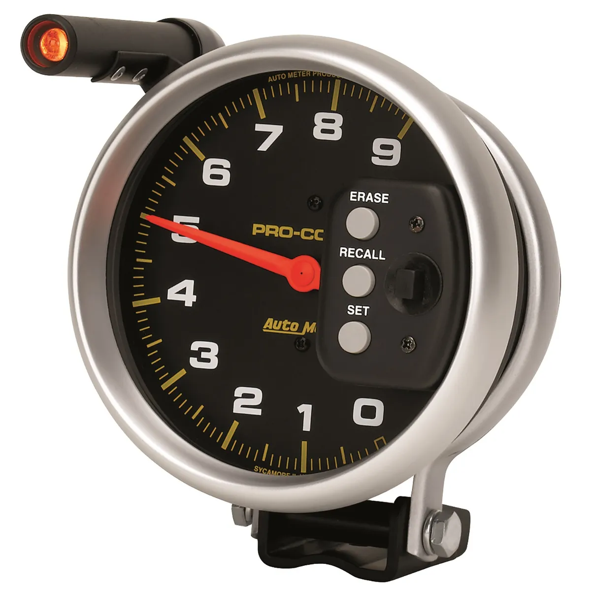 5 In. Tachometer, 0-9000 Rpm, Pedestal w/ Quick Lite & Peak Memory, Pro-Comp product image
