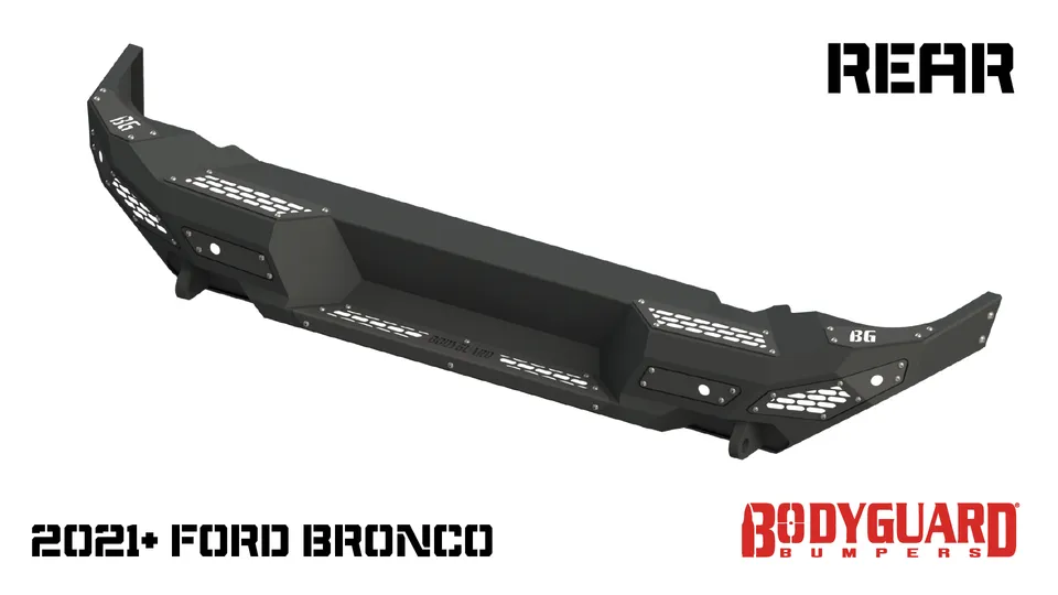 Freedom Rear Bumper For 2021-2025 Ford Bronco Sensor Cutouts Texture Black Powdercoat Bodyguard Bumpers product image