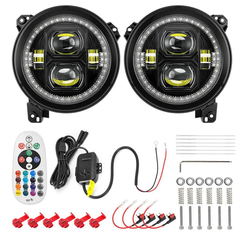 9'' RGBW LED Headlights for Jeep Wrangler JL and GLadiator JT product image