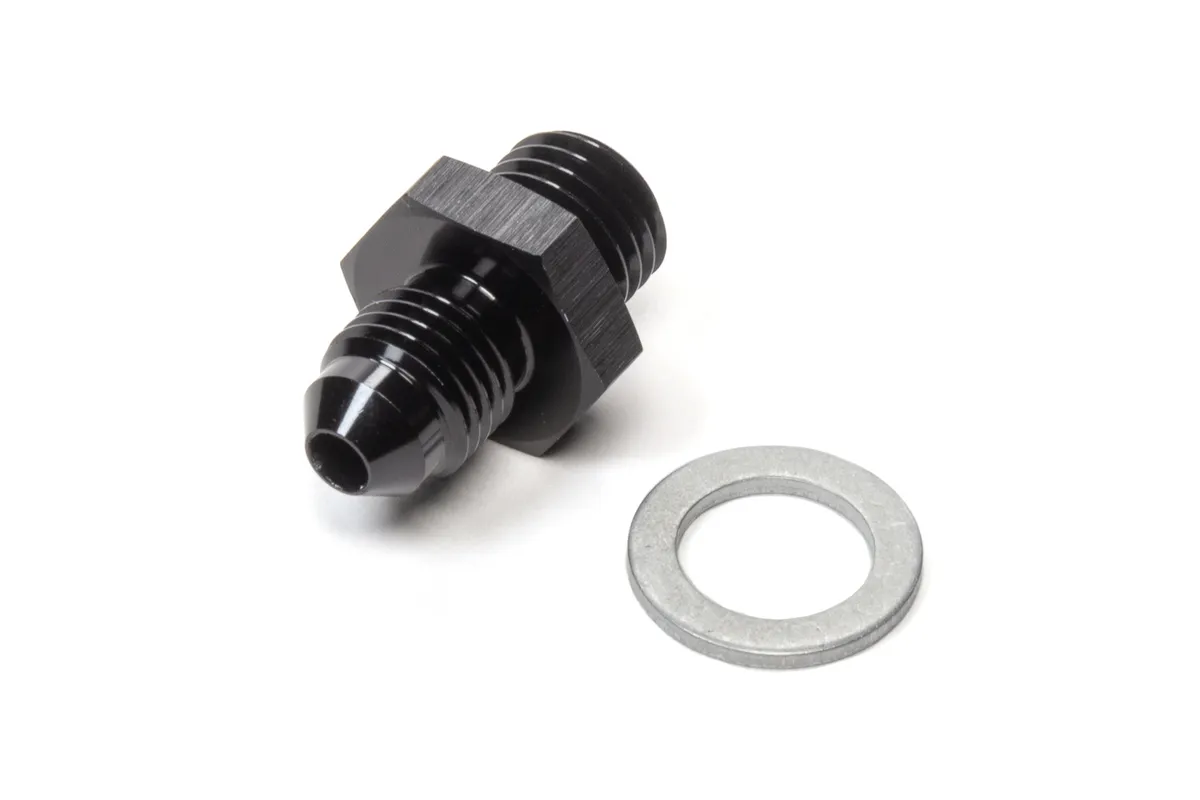 Vibrant Performance Straight AN to Metric Adapter Fitting; -4AN; M12x1.5 Metric Size; 6061 Aluminum; Black Anodized;