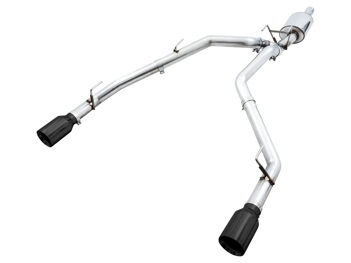 AWE 0FG Single Side Exit Catback Exhaust for 4th Gen RAM 1500 5.7L (without bumper cutouts) - Dual Diamond BlackTips product image