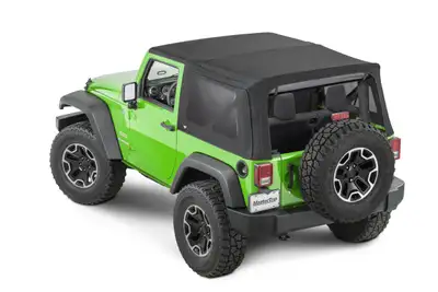 MasterTop MasterTwill Full Hardware Top Tinted Glass For 07-18 Jeep Wrangler JK 2 Dr Black Master Twill Mastertop