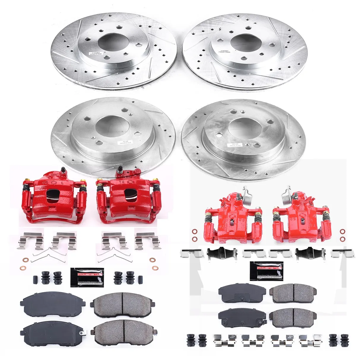 Z23 Evolution Sport Upgrade Kit: Drilled/Slotted Rotors; Carbon-Fiber Ceramic Pads; Powder Coated Calipers product image