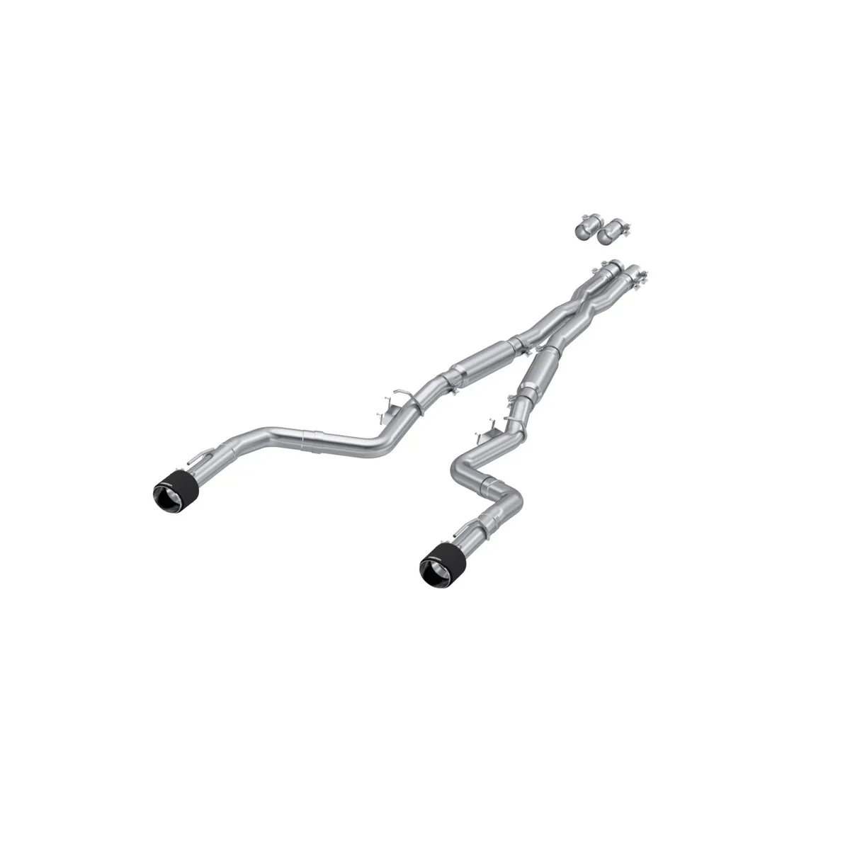 Armor Pro Cat Back Exhaust System; Fits w/Active Exhaust Valves; 3 in.; T304 Stainless Steel; Dual Rear; Street Profile; 5 in. Dual Carbon Fiber Tips; product image
