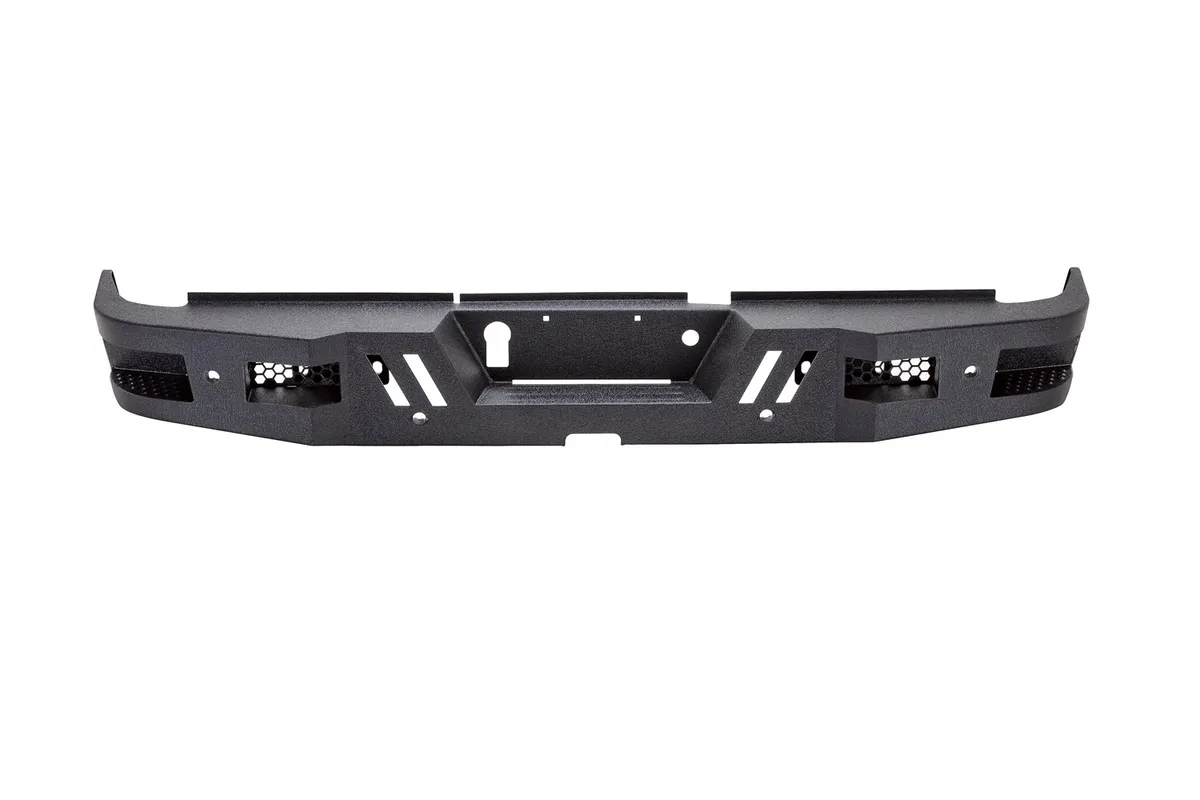 ECO-Series Rear Bumper; w/Dual Cube Light Pockets; 1/8 in. Steel Plate; Textured Black; product image