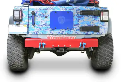 Steinjager Bumpers 2007-2018 Bumper, Rear Cap Style with D-Ring Mounts Red Baron